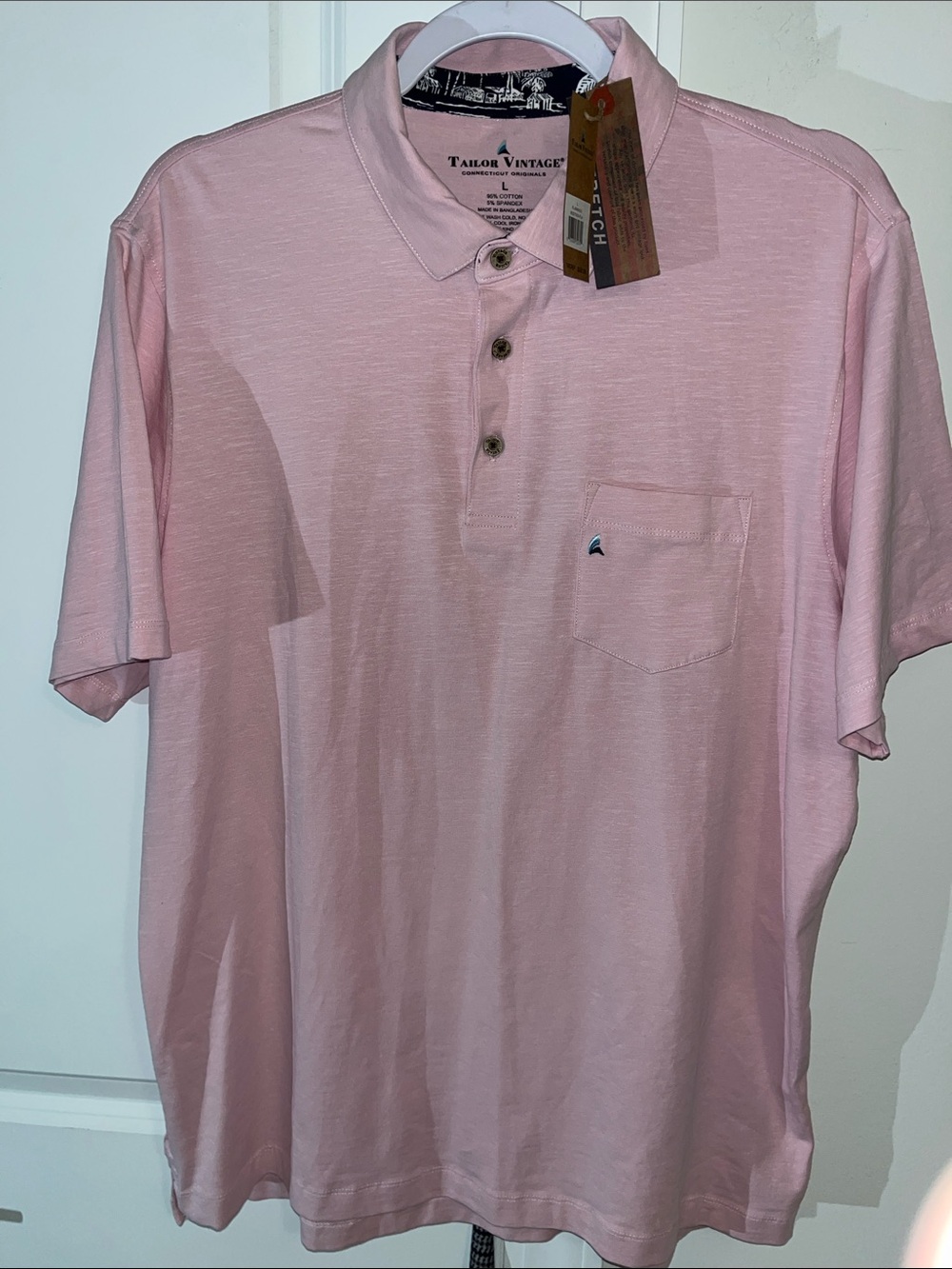 New Tailor Vintage Connecticut Originals Golf pocket Polo Shirt L Stretch Model